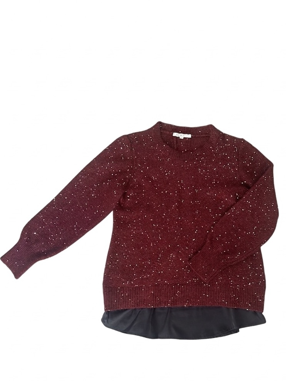 EUC Cleo Deep Burgundy Sweater with Gold Sequins and Black Underlay Size Medium